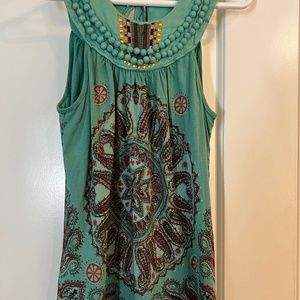 Anthropologie sleeveless turquoise tunic